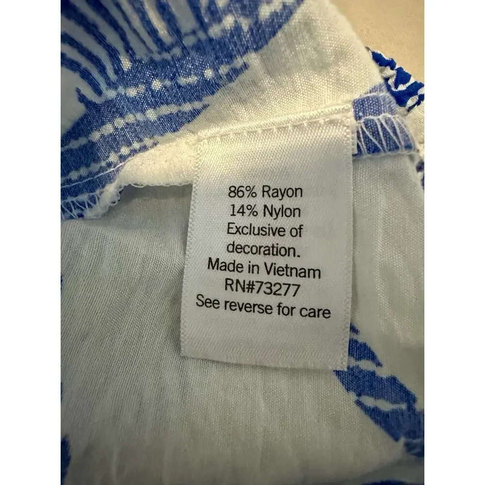 Nine West Blue And White Off Shoulder Summer Blouse Large